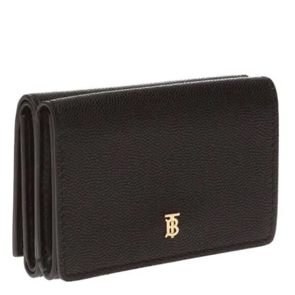 Burberry Pebbled Leather Lark TB Compact Wallet in Black, Prestine - Picture 1 of 12